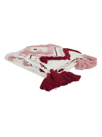 Ethnical Life Plaid in Weiß/ Rot - (L)150 x (B)130 cm