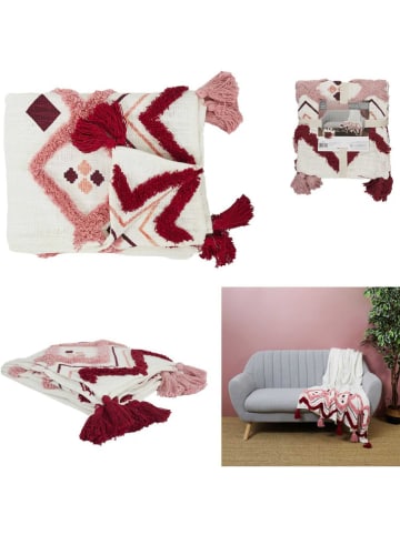 Ethnical Life Plaid wit/rood - (L)150 x (B)130 cm