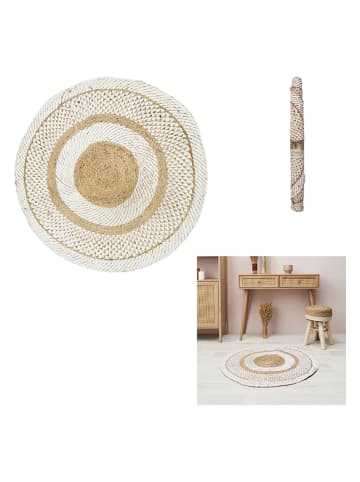 THE HOME DECO FACTORY Dywan w kolorze beżowo-kremowym z juty - Ø 90 cm