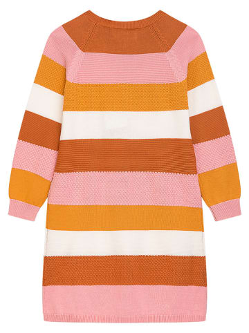 Danamade Sukienka "Edda" w kolorze pomarańczowo-jasnoróżowo-białym