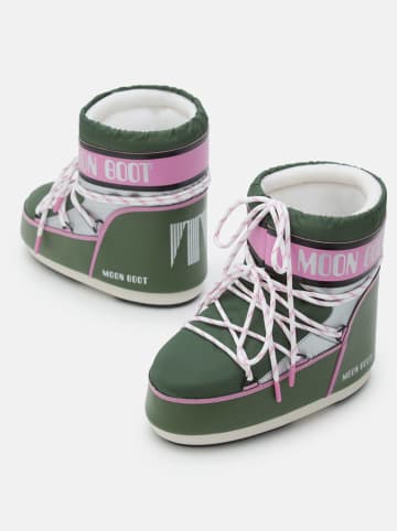 Moon Boot Botki zimowe "Icon" w kolorze zielono-jasnoróżowym