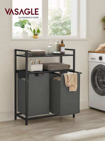 Songmics Wäschekorb in Grau/ Schwarz - (B)73 x (H)92 x (T)33 cm