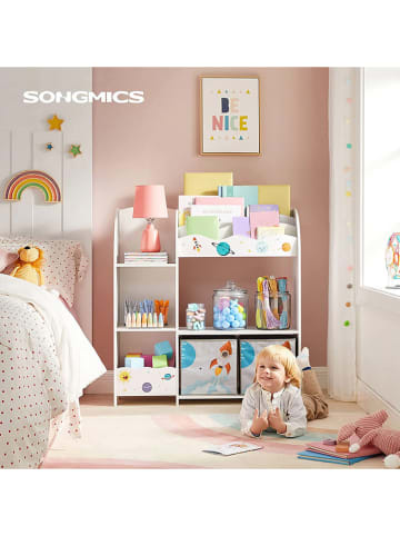 Songmics Regał stojący w kolorze białym ze wzorem - 93 x 100 x 30 cm