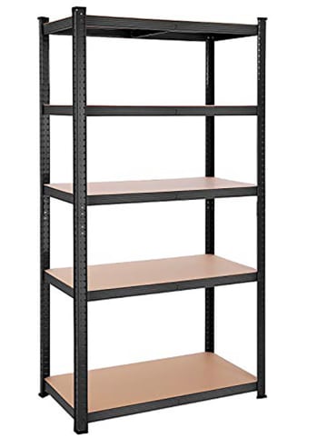 Songmics Standregal in Schwarz/ Hellbraun - (B)100 x (H)200 x (T)50 cm