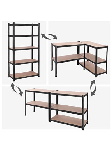 Songmics Standregal in Schwarz/ Hellbraun - (B)100 x (H)200 x (T)50 cm