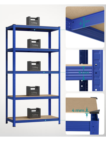 Songmics Staande kast blauw/crème - (B)100 x (H)200 x (D)50 cm