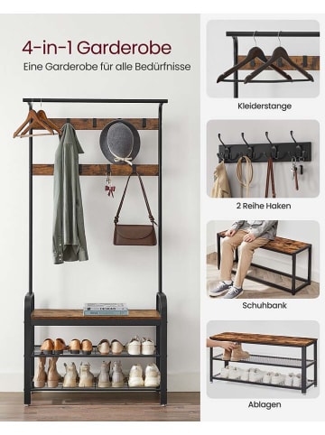 Songmics Kapstok zwart/bruin - (B)84 x (H)183 x (D)33,7 cm