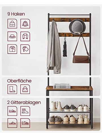 Songmics Standgarderobe in Schwarz/ Braun - (B)70 x (H)175 x (T)32 cm