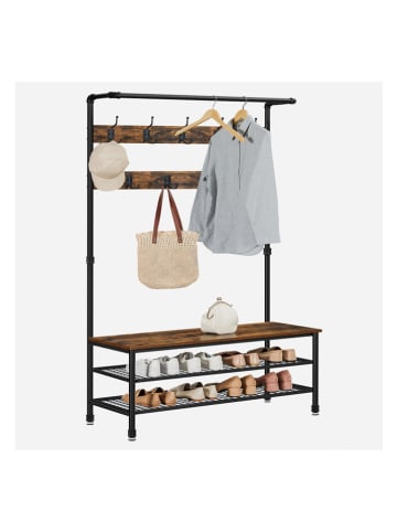 VASAGLE Staande kapstok bruin/zwart - (B)100 x (H)182 x (D)41,5 cm