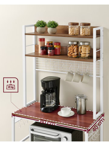 VASAGLE Küchenwagen in Weiß/ Hellbraun - (B)80 x (H)170 x (T)40 cm