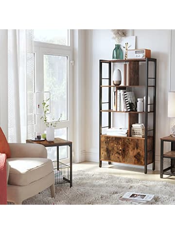 Songmics Boekenkast bruin/zwart - (B)74 x (H)154,5 x (D)30 cm