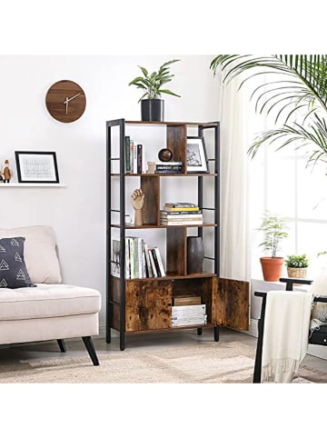 Songmics Regał w kolorze brązowo-czarnym na książki - 74 x 154,5 x 30 cm