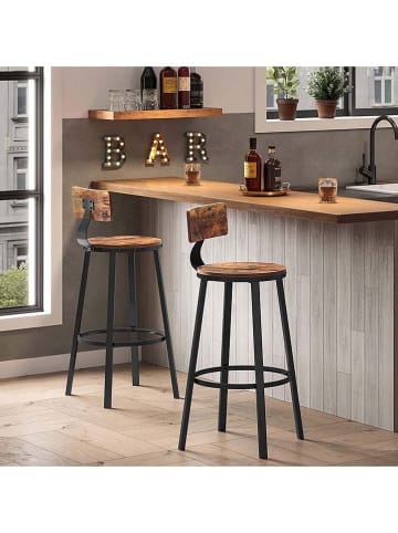 Songmics Hockery barowe (2 szt.) w kolorze brązowo-czarnym - wys. 99 x Ø 54 cm