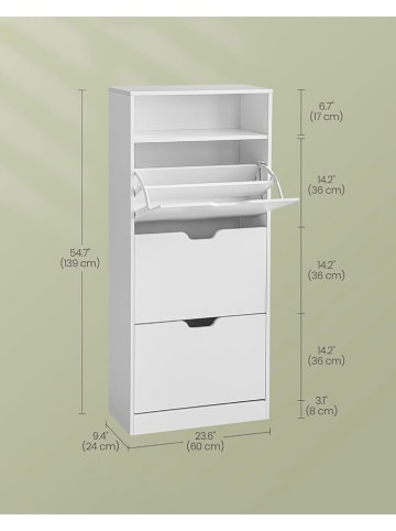 Songmics Schoenenkast wit - (B)60 x (H)139 x (D)24 cm
