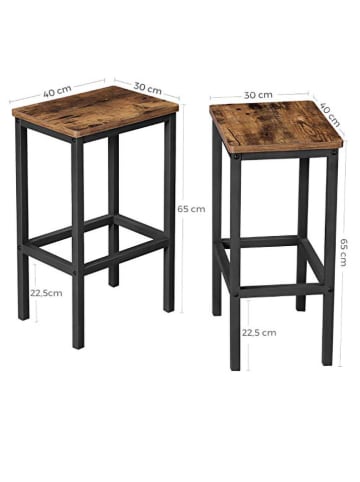 Songmics 2-delige set: barkrukken zwart/bruin - (B)40 x (H)65 x (D)30 cm