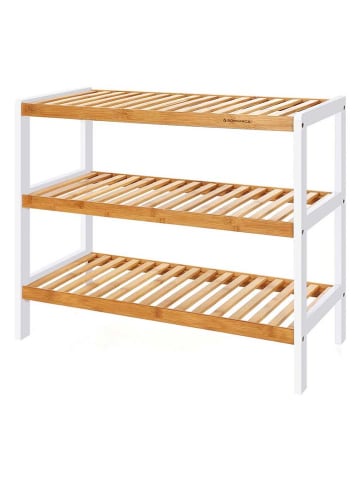 Songmics Regał w kolorze jasnobrązowo-białym na buty - 70 x 55 x 26 cm