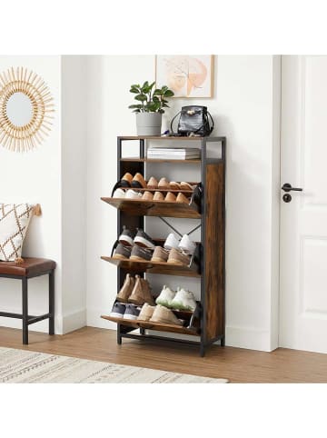 Songmics Schuhschrank in Braun/ Schwarz - (B)60 x (H)130 x (T)30 cm