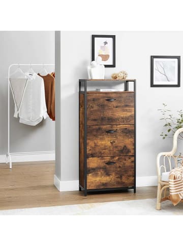 Songmics Regał w kolorze czarno-brązowym na buty - 60 x 130 x 30 cm