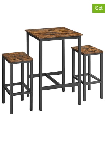 Songmics 3-delige set: bartafel met krukken bruin/zwart