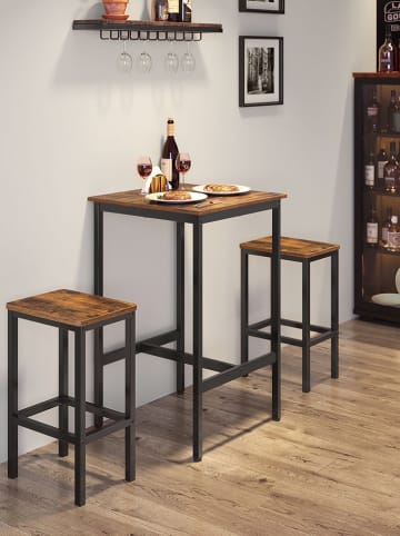 Songmics 3-delige set: bartafel met krukken bruin/zwart