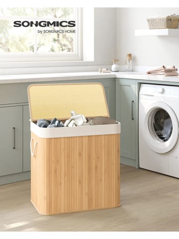 Songmics Wasmand lichtbruin/wit - (B)60 x (H)61 x (D)40 cm