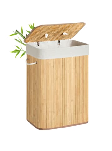 Songmics Kosz w kolorze jasnobrązowo-białym na pranie - 40 x 61 x 30 cm