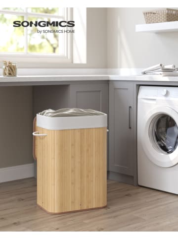 Songmics Wasmand lichtbruin/wit - (B)40 x (H)61 x (D)30 cm