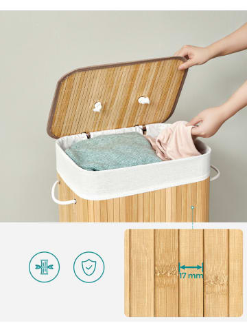 Songmics Wasmand lichtbruin/wit - (B)40 x (H)61 x (D)30 cm