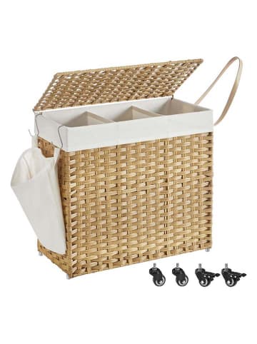 Songmics Kosz w kolorze jasnobrązowo-białym na pranie - 66 x 60 x 33 cm