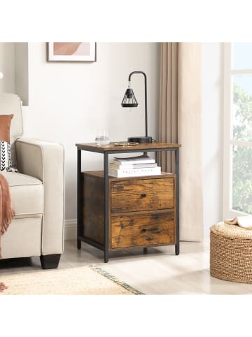 VASAGLE Stolik w kolorze jasnobrązowo-czarnym - 45 x 60 x 45 cm