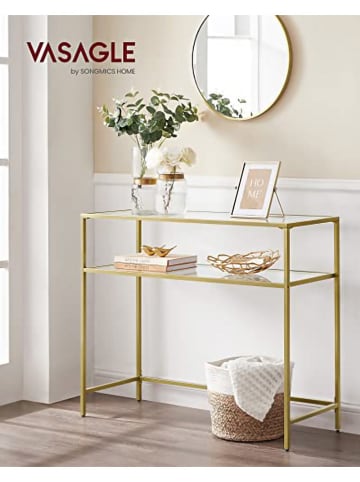 Songmics Sidetable transparant/goudkleurig- (B)100 x (H)80 x (D)35 cm