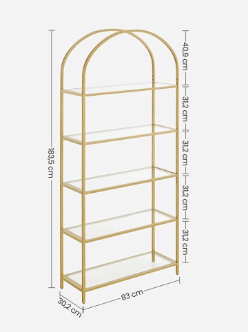 Songmics Staand wandmeubel transparant/goudkleurig- (B)83 x (H)183,5 x (D)30,2 cm