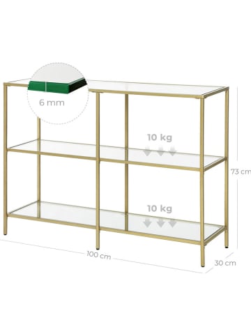 Songmics Konsole in Transparent/ Gold - (B)100 x (H)73 x (T)30 cm