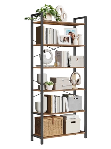 VASAGLE Standregale in Hellbraun/ Schwarz - (B)80 x (H)186 x (T)30 cm