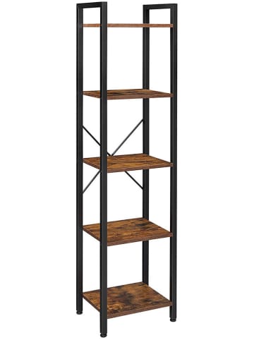 Songmics Bücherregal in Hellbraun/ Schwarz - (B)39,6 x (H)154 x (T)30 cm