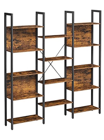 Songmics Staand wandmeubel zwart/bruin - (B)158 x (H)166 x (D)24 cm