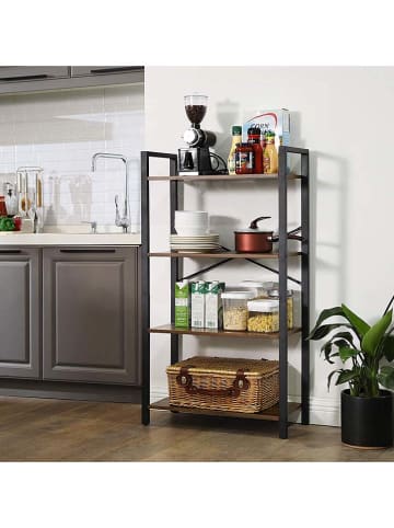 Songmics Standregal in Schwarz/ Braun - (B)66 x (H)120 x (T)30 cm
