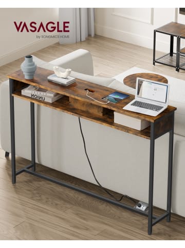 VASAGLE Konsola w kolorze brązowo-czarnym - 120 x 81 x 25 cm