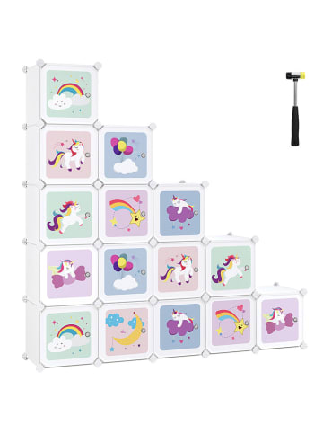 Songmics Regał stojący w kolorze białym ze wzorem - 123 x 123 x 31 cm