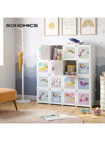 Songmics Regał stojący w kolorze białym ze wzorem - 123 x 123 x 31 cm