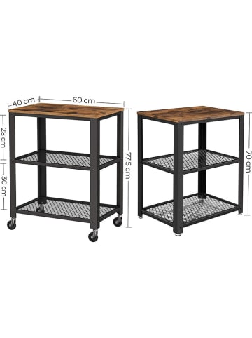 Songmics Keukenwagen bruin/zwart - (B)60 x (H)77,5 x (D)40 cm