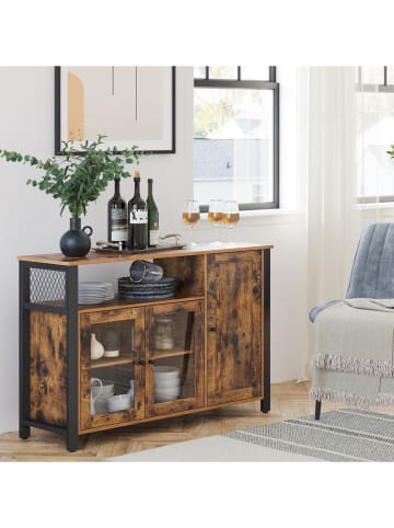 VASAGLE Sideboard bruin/zwart - (B)110 x (H)75 x (D)33 cm