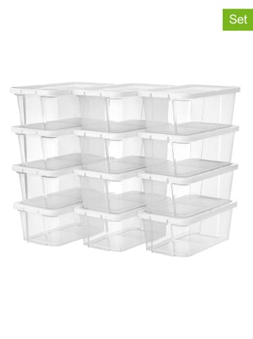Songmics 12er-Set: Schuhboxen in Weiß - (B)35 x (H)12,5 x (T)20 cm