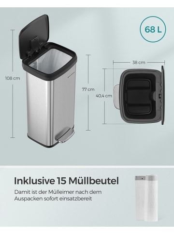 Songmics Treteimer in Silber - 68 l