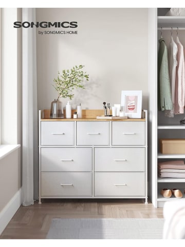 Songmics Kommode in Weiß/ Hellbraun - (B)98 x (H)85 x (T)28,5 cm