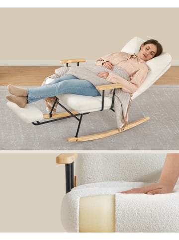 Songmics Fotel bujany w kolorze biało-jasnobrązowym - 67 x 100 x 48 cm