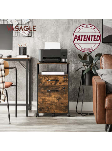 VASAGLE Aktenschrank in Braun/ Schwarz - (B)42 x (H)69 x (T)44 cm