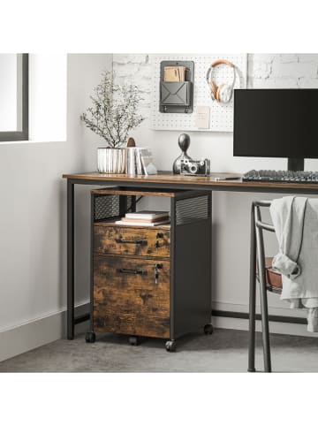 VASAGLE Aktenschrank in Braun/ Schwarz - (B)42 x (H)69 x (T)44 cm