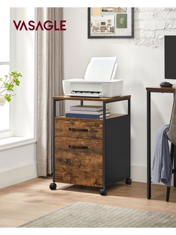 VASAGLE Aktenschrank in Braun/ Schwarz - (B)42 x (H)66,5 x (T)44 cm