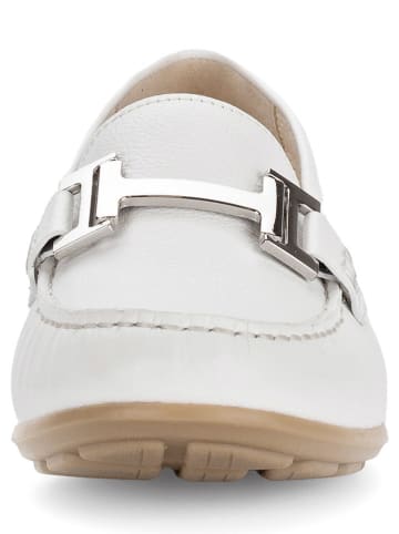 Gabor Leren mocassins wit